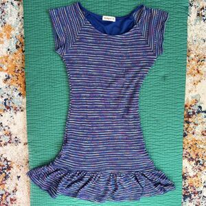 Vintage Ginger G Bubble Blue Crochet Rayon Dress Sz S USA Made Indie Boho Fest